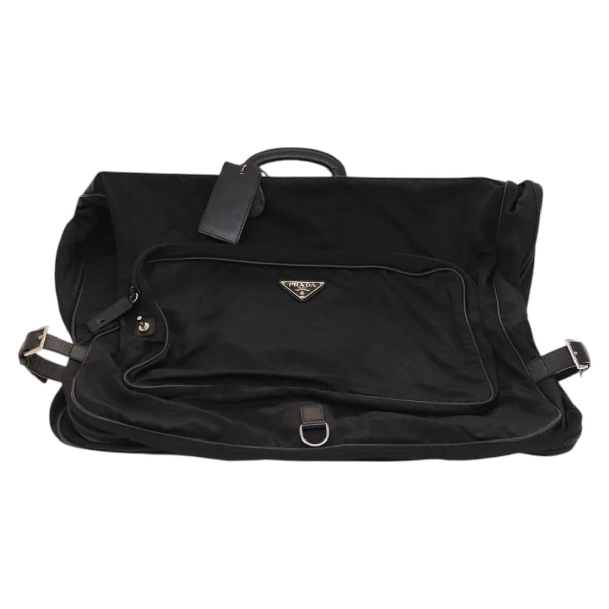 PRADA Garment Cover Nylon Black Silver Auth bs26340