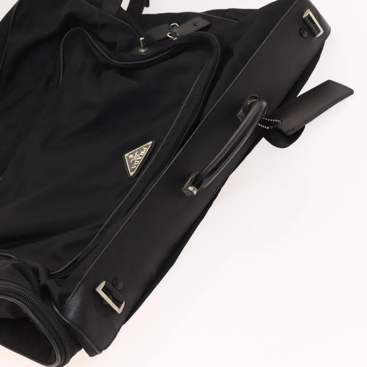 PRADA Garment Cover Nylon Black Silver Auth bs26340
