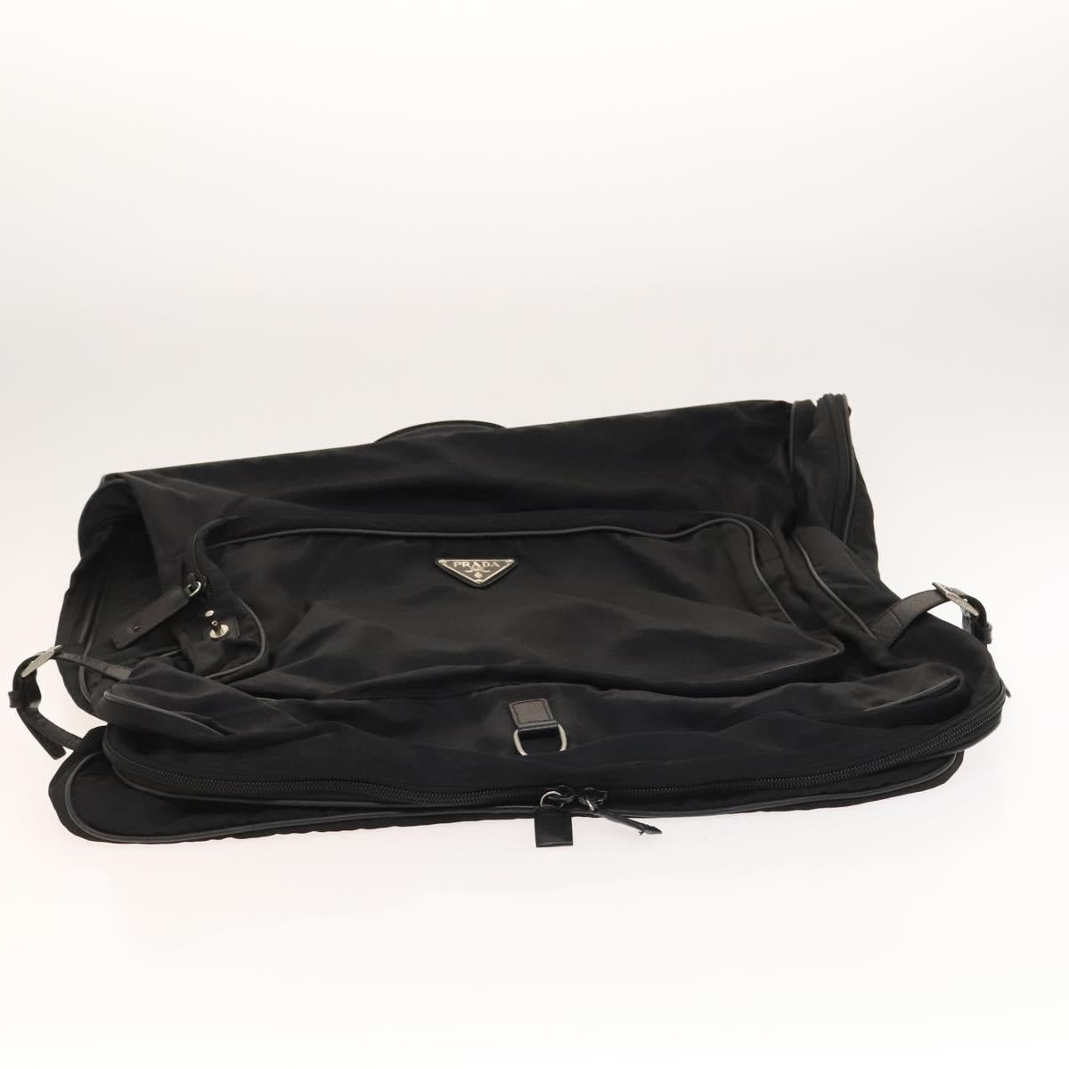 PRADA Garment Cover Nylon Black Silver Auth bs26340