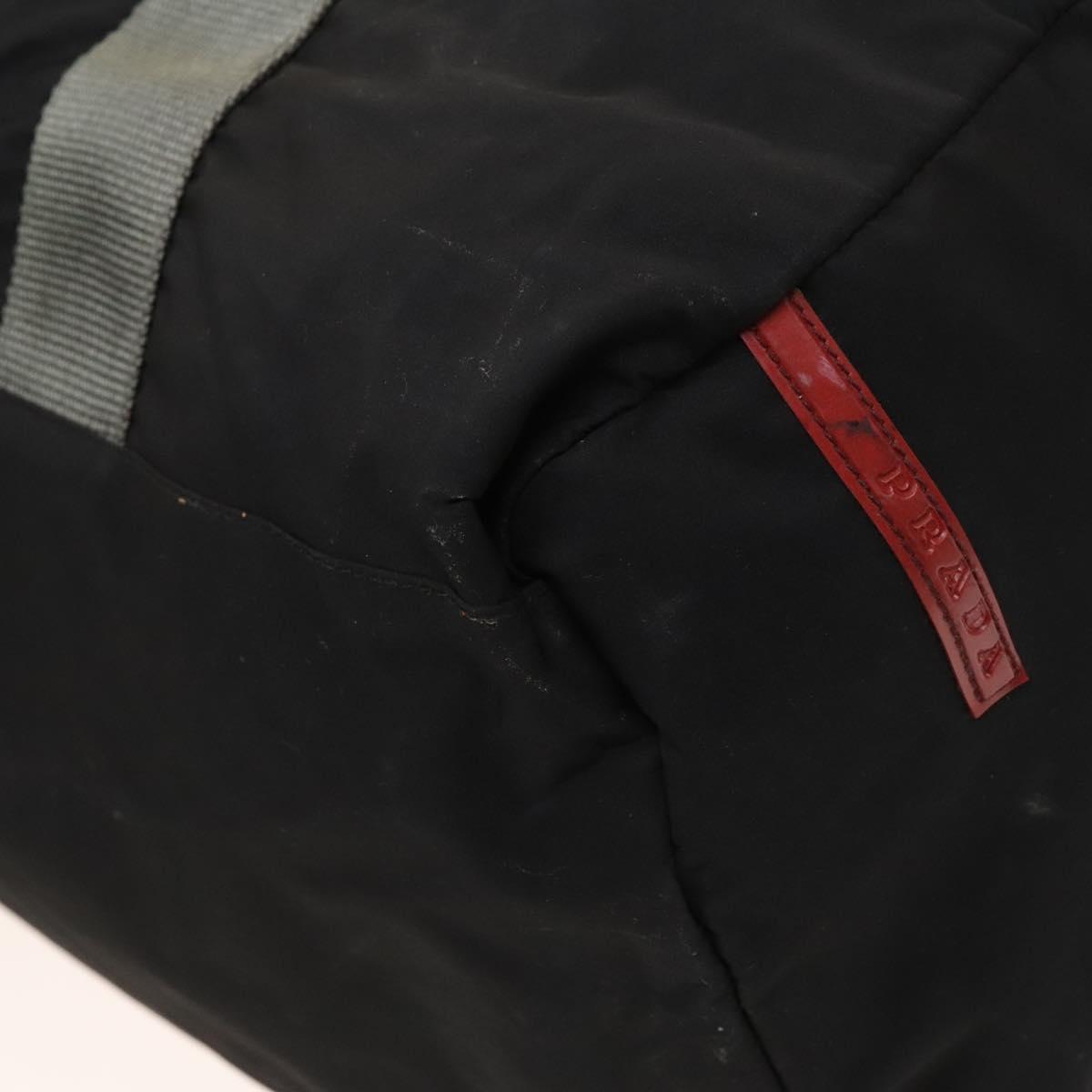 PRADA Sports Boston Bag Nylon Black Silver Auth bs26343