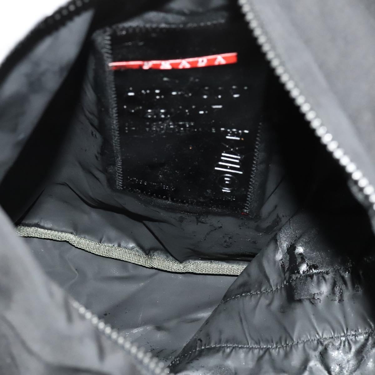 PRADA Sports Boston Bag Nylon Black Silver Auth bs26343