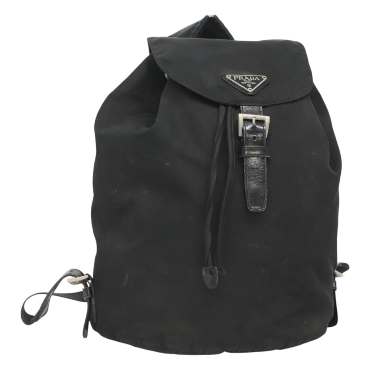 PRADA Backpack Nylon Black Silver Auth bs26345