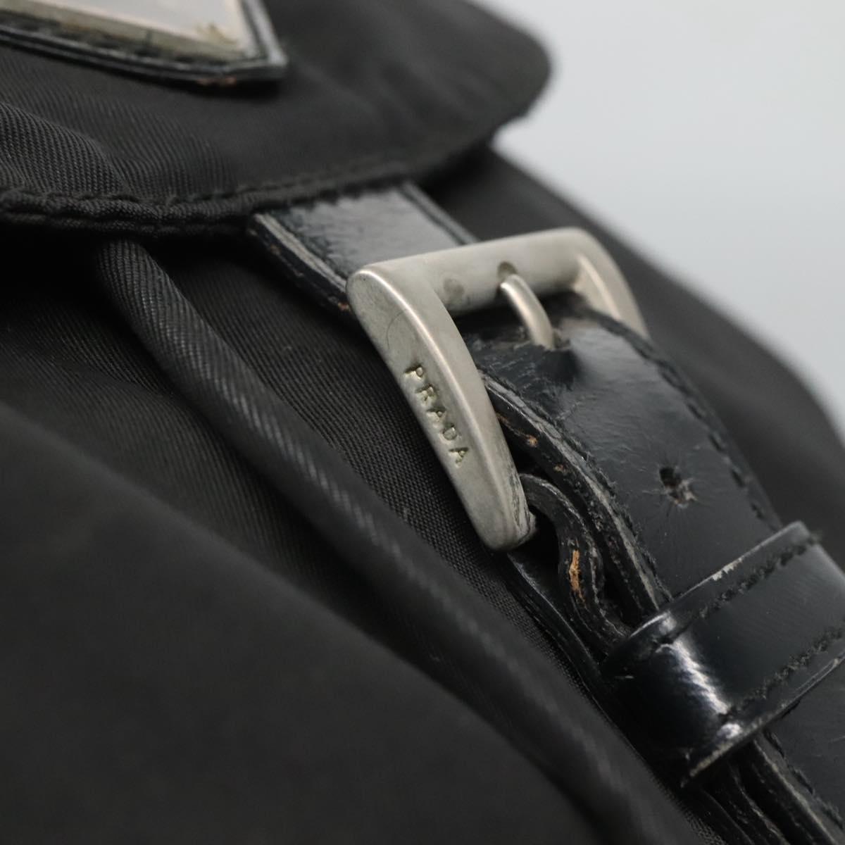 PRADA Backpack Nylon Black Silver Auth bs26345
