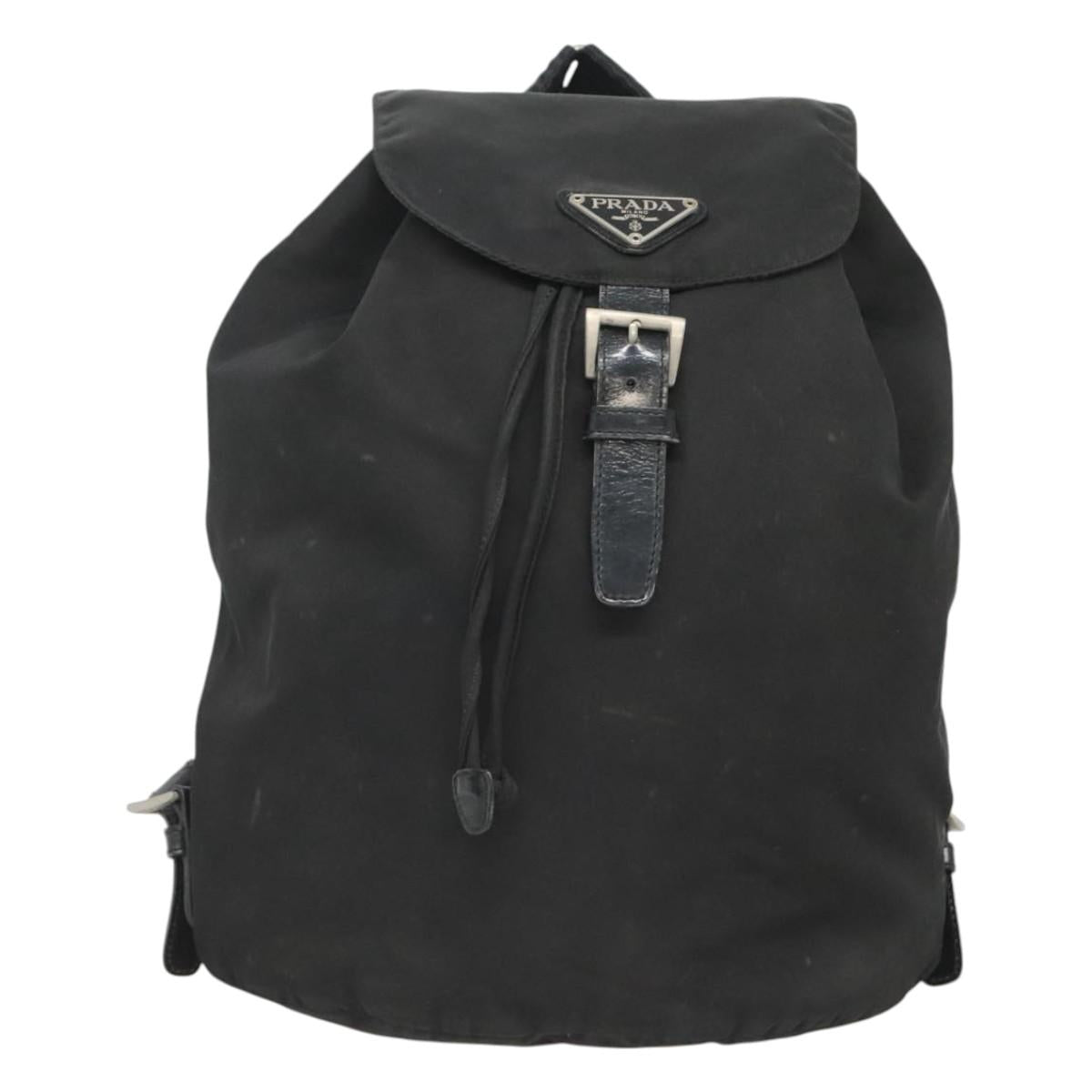 PRADA Backpack Nylon Black Silver Auth bs26345