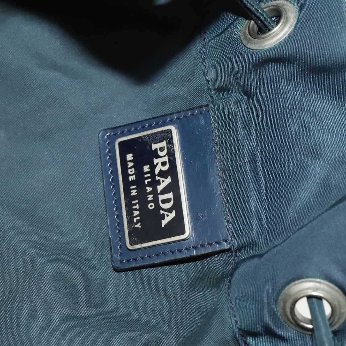 PRADA Backpack Nylon Blue Silver Auth bs26347