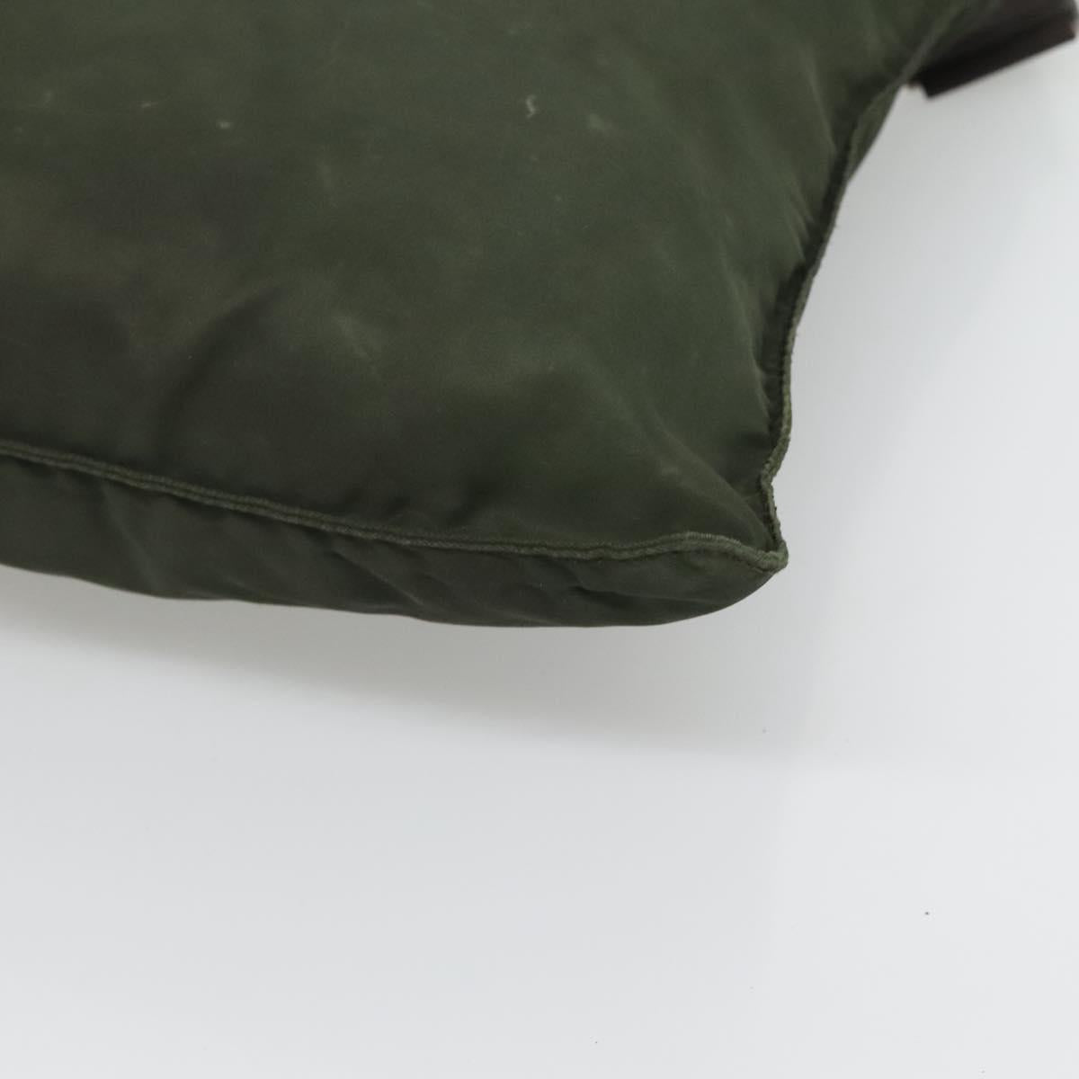 PRADA Shoulder Bag Nylon Khaki Silver Auth bs26349