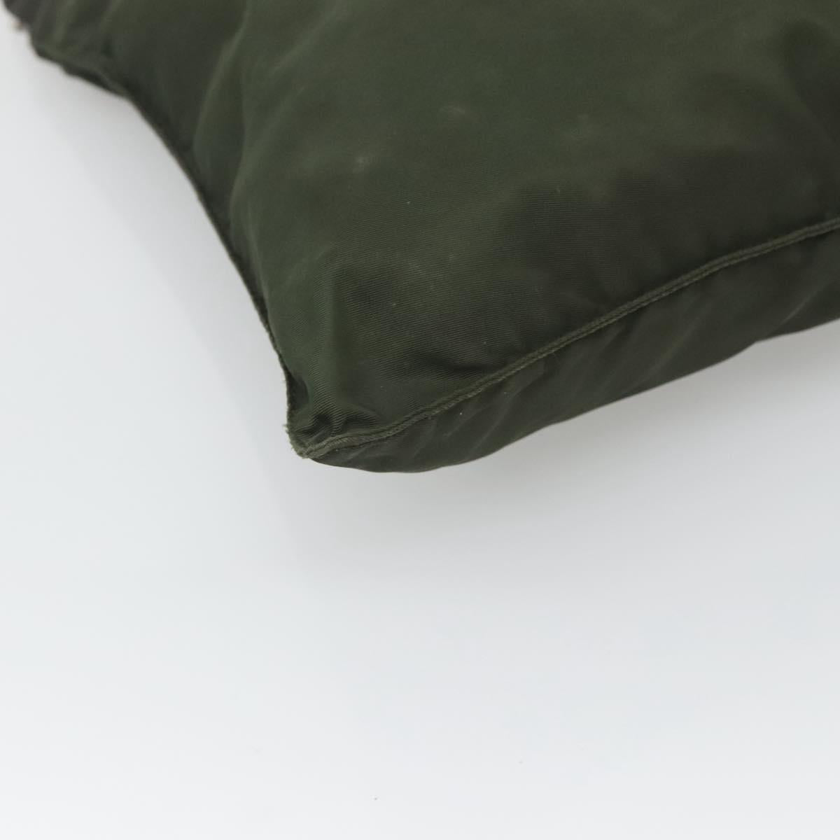 PRADA Shoulder Bag Nylon Khaki Silver Auth bs26349