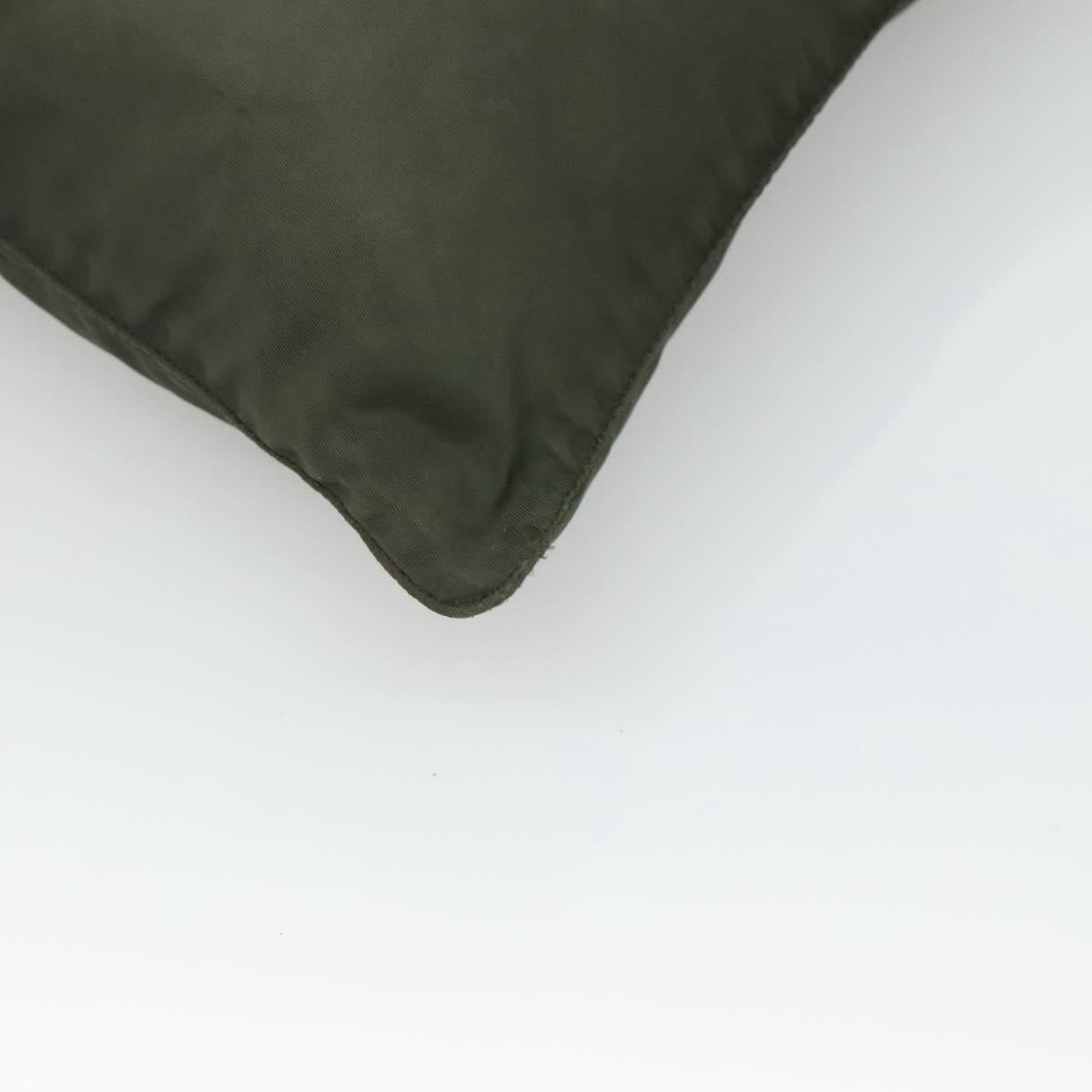 PRADA Shoulder Bag Nylon Khaki Silver Auth bs26349