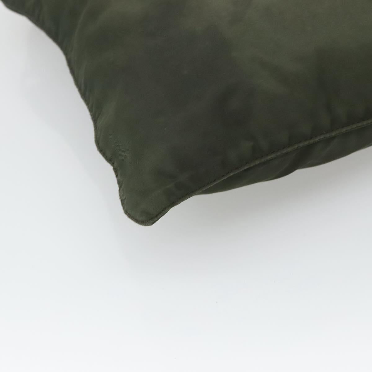 PRADA Shoulder Bag Nylon Khaki Silver Auth bs26349