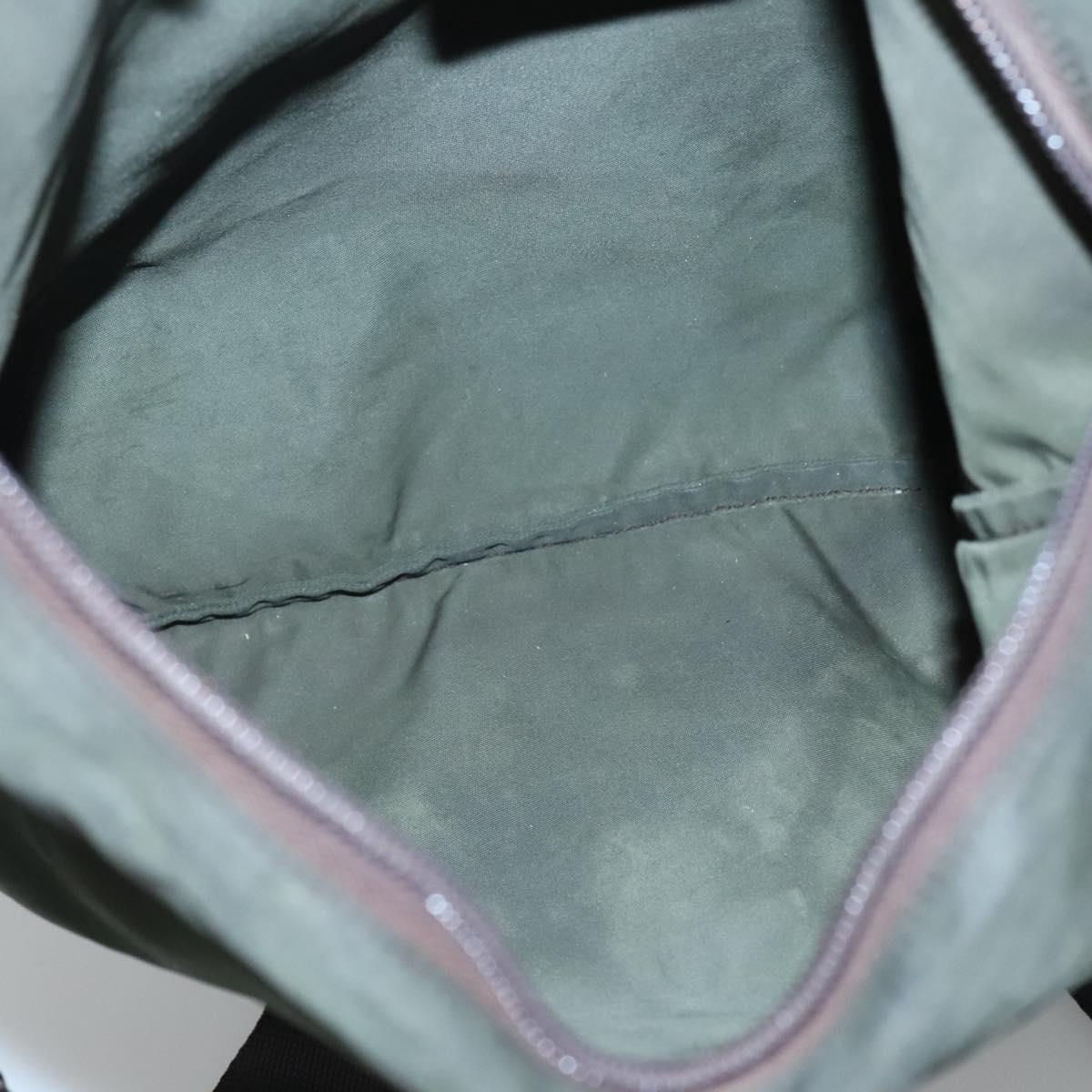 PRADA Shoulder Bag Nylon Khaki Silver Auth bs26349