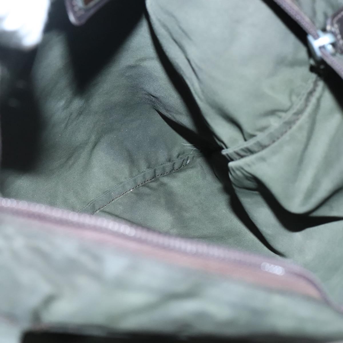 PRADA Shoulder Bag Nylon Khaki Silver Auth bs26349