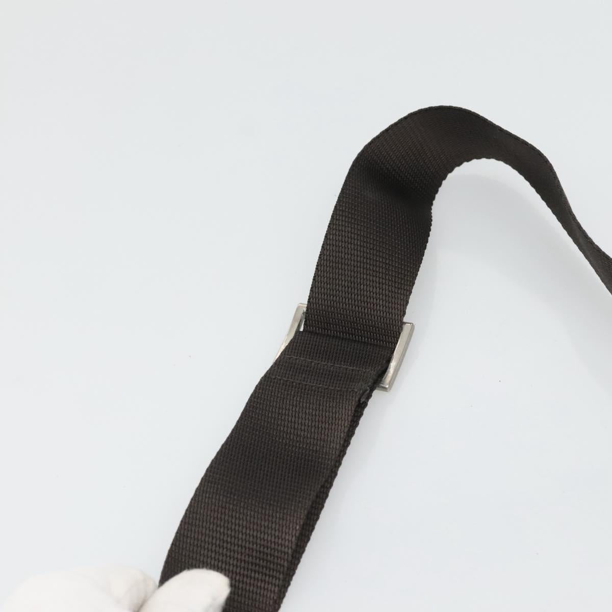 PRADA Shoulder Bag Nylon Khaki Silver Auth bs26349