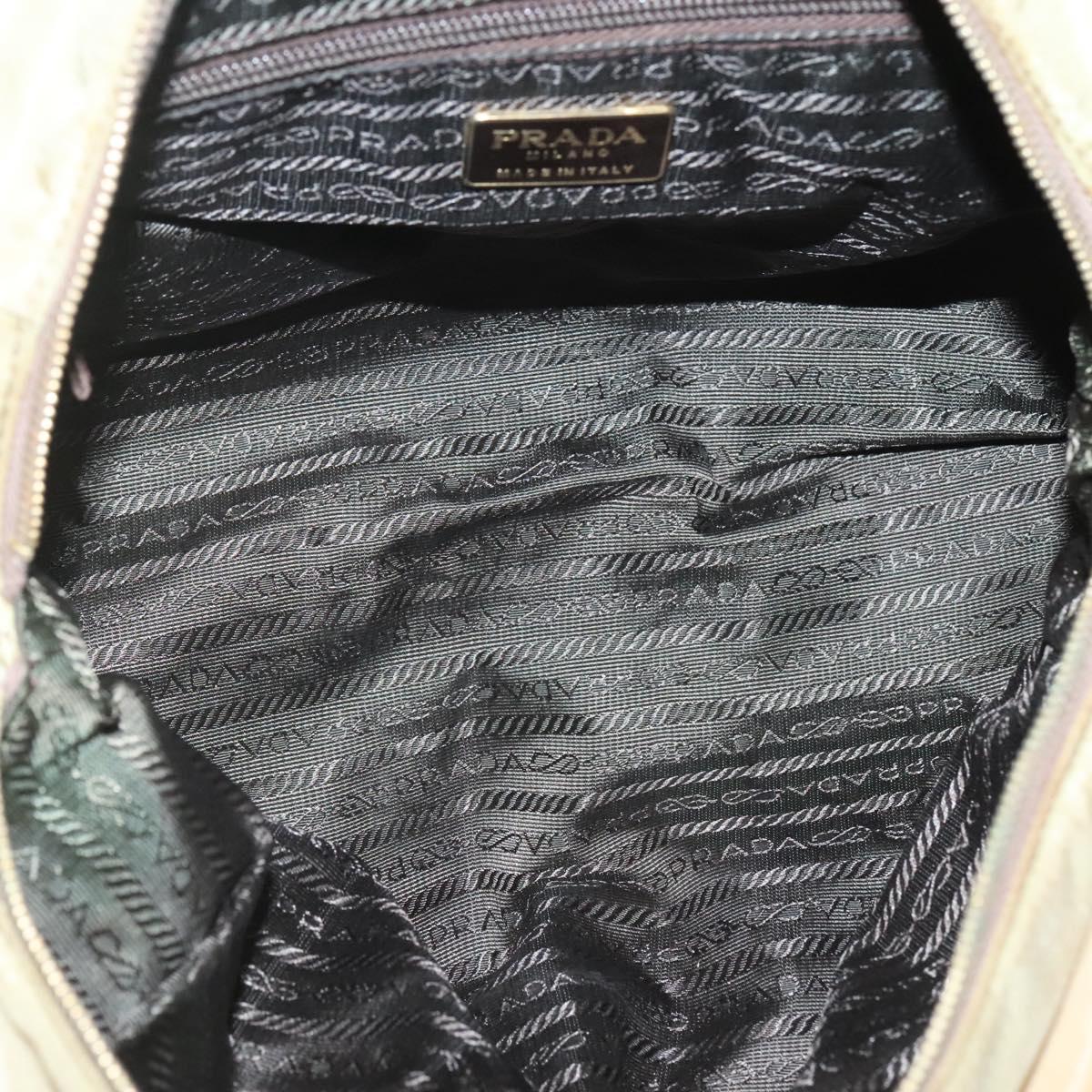 PRADA Chain Shoulder Bag Nylon Beige Gold Auth bs26352