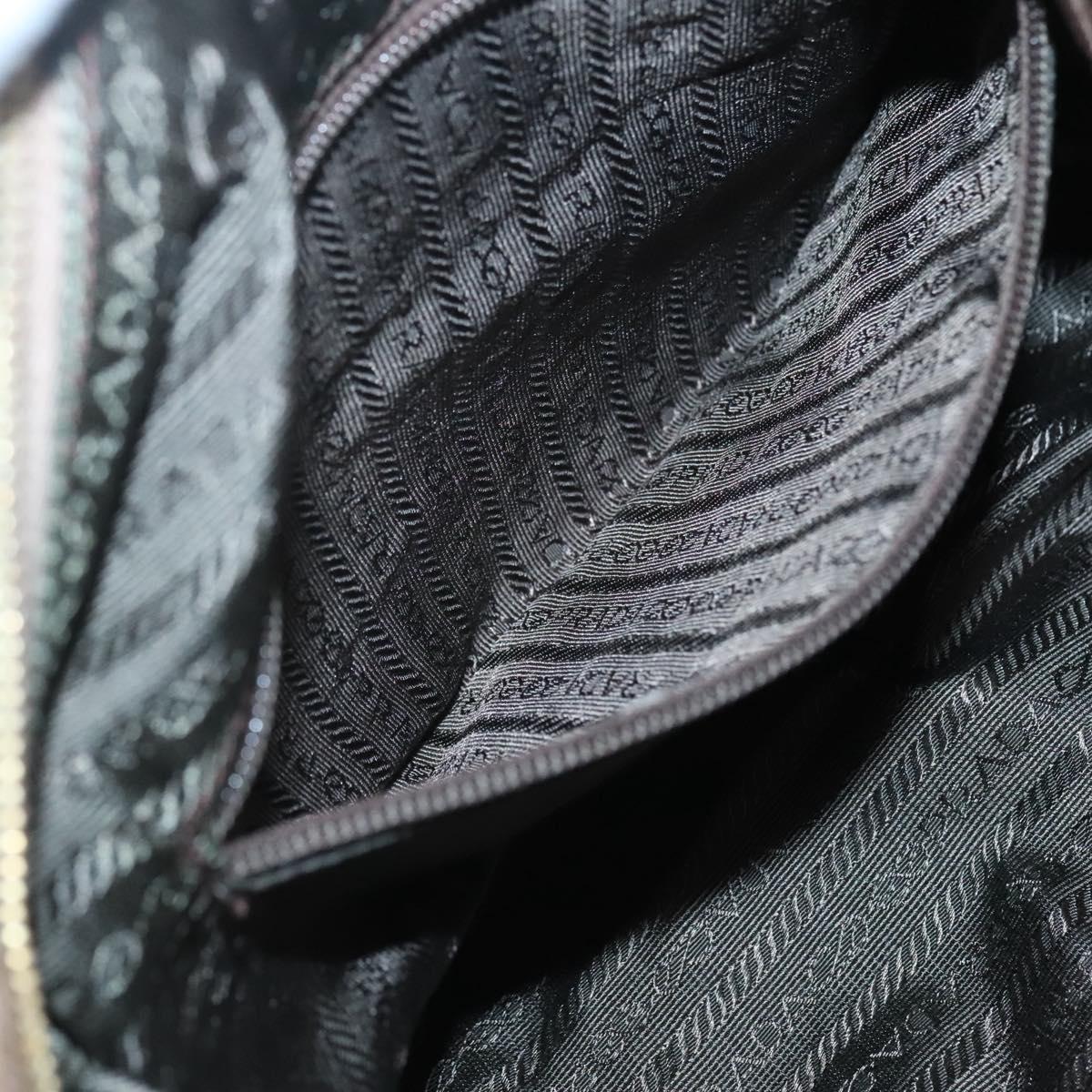 PRADA Chain Shoulder Bag Nylon Beige Gold Auth bs26352