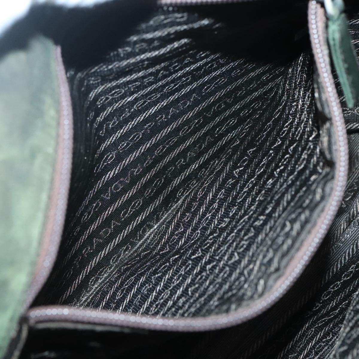 PRADA Shoulder Bag Nylon Khaki Silver Auth bs26358