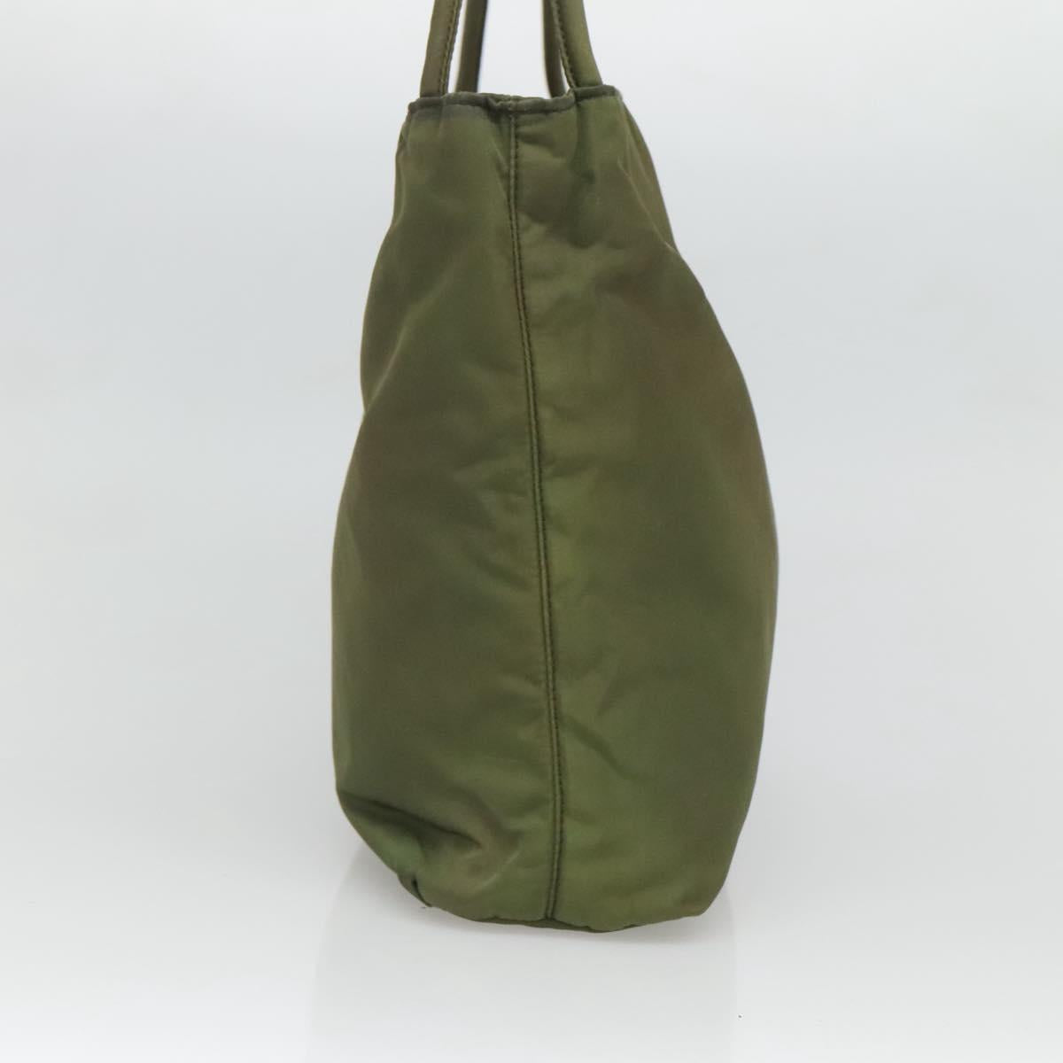 PRADA Shoulder Bag Nylon Khaki Silver Auth bs26358