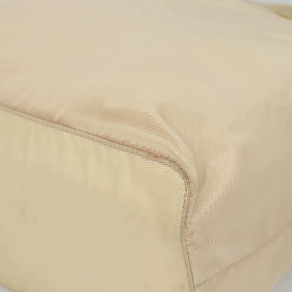 PRADA Hand Bag Nylon Plastic Beige Silver Auth bs26359