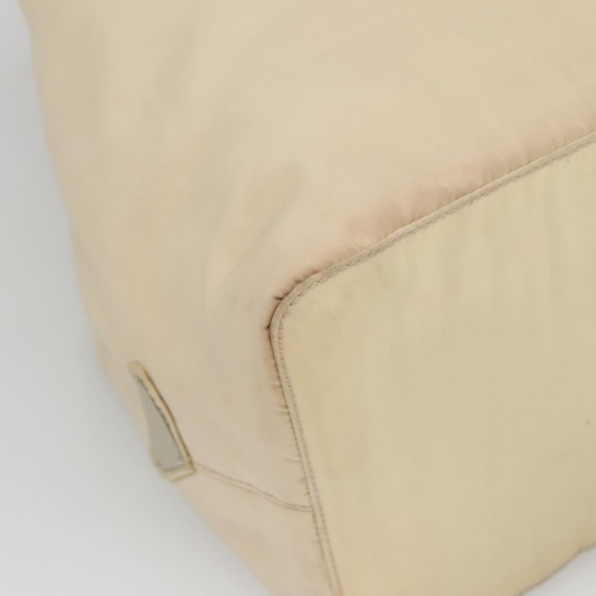 PRADA Hand Bag Nylon Plastic Beige Silver Auth bs26359