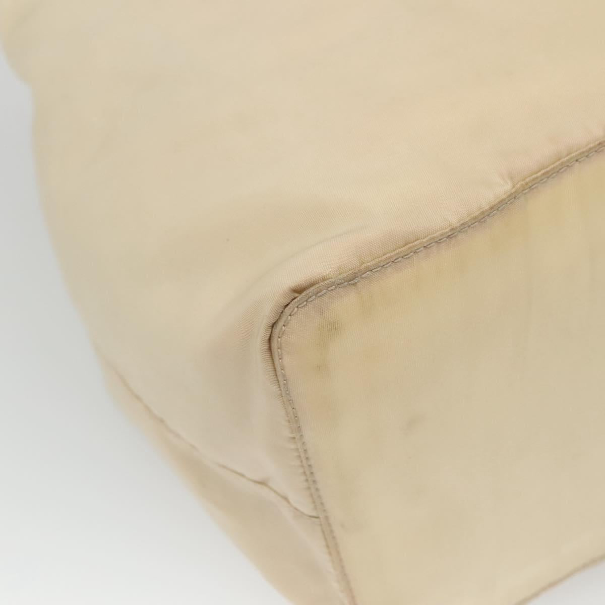 PRADA Hand Bag Nylon Plastic Beige Silver Auth bs26359