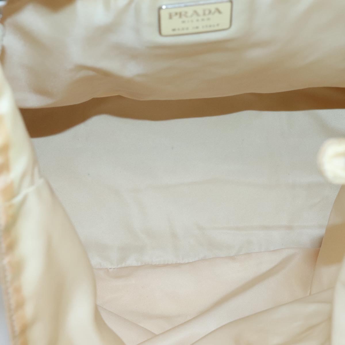 PRADA Hand Bag Nylon Plastic Beige Silver Auth bs26359