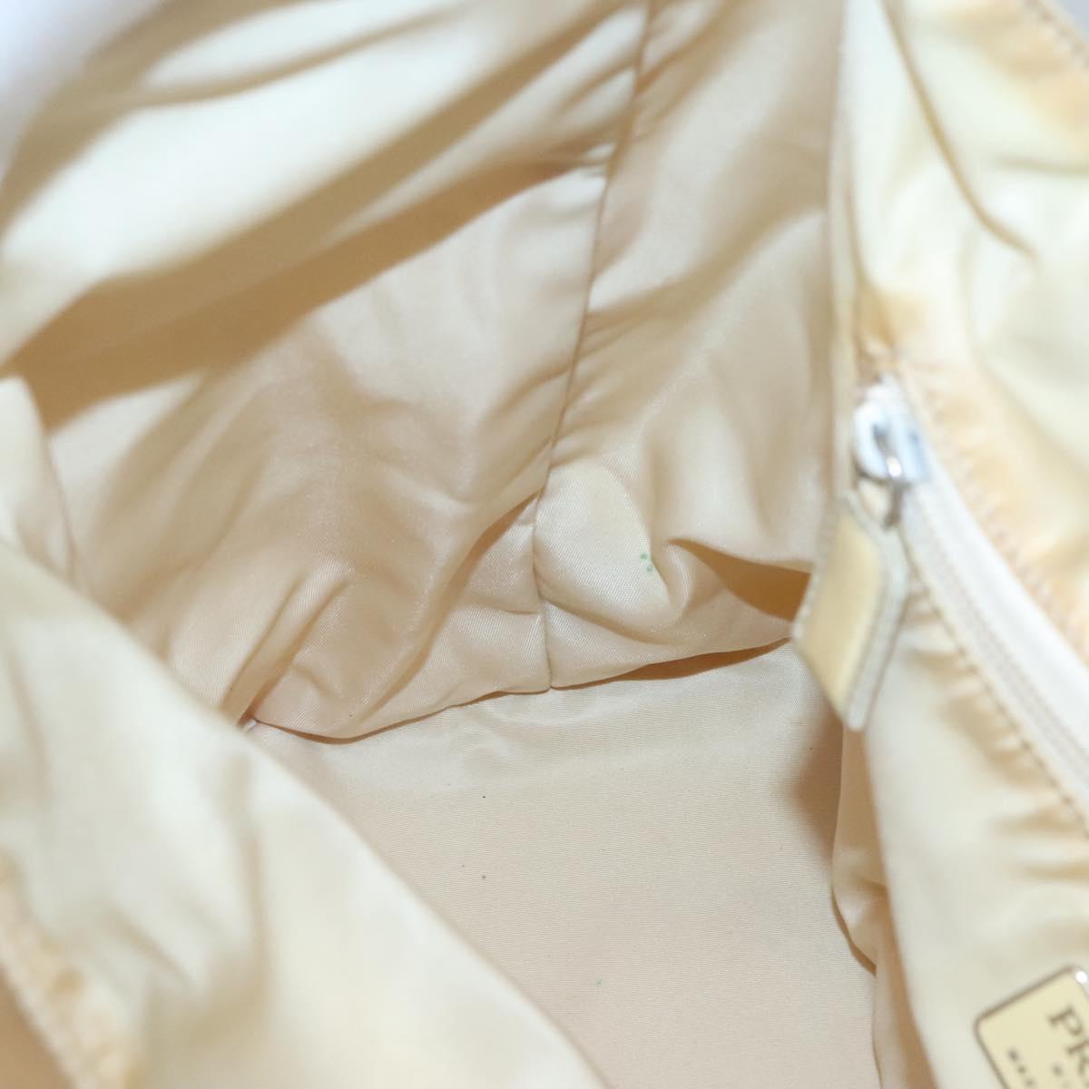 PRADA Hand Bag Nylon Plastic Beige Silver Auth bs26359