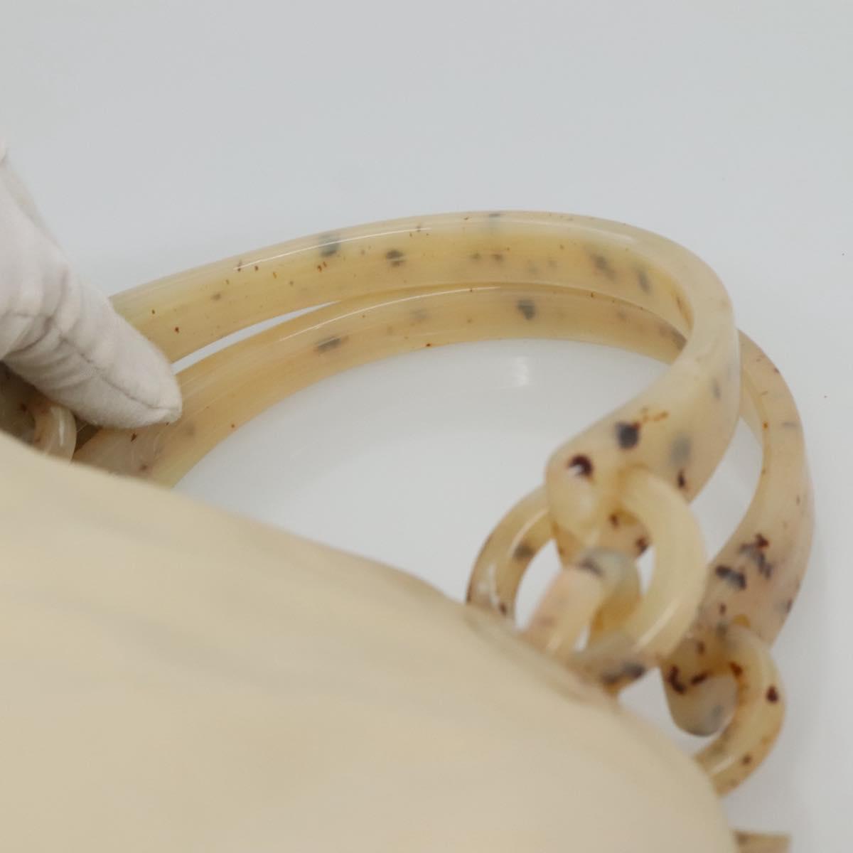 PRADA Hand Bag Nylon Plastic Beige Silver Auth bs26359