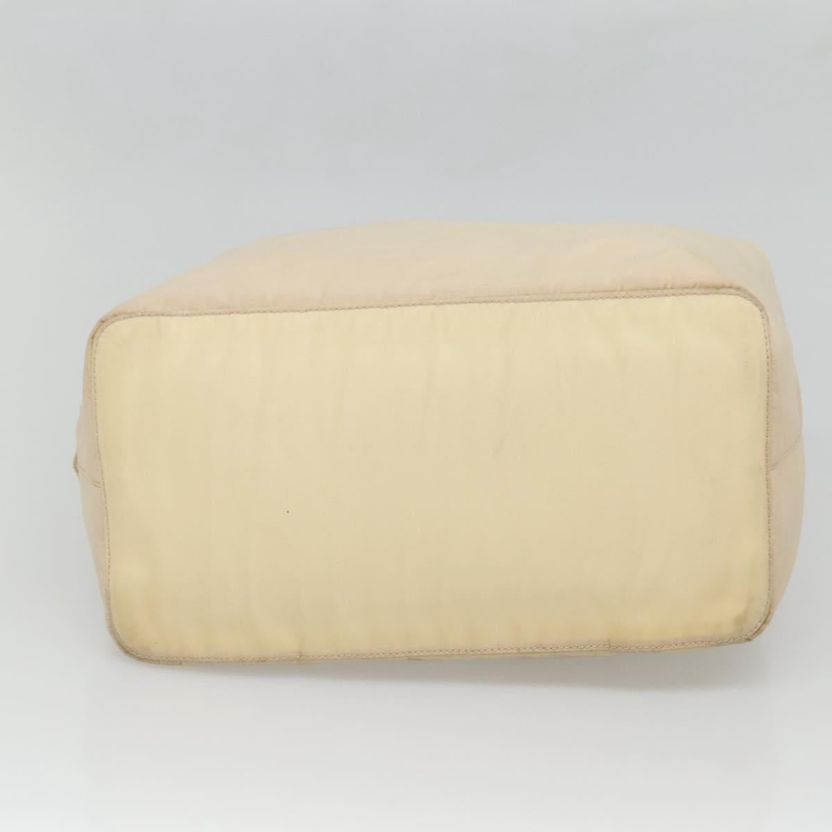 PRADA Hand Bag Nylon Plastic Beige Silver Auth bs26359