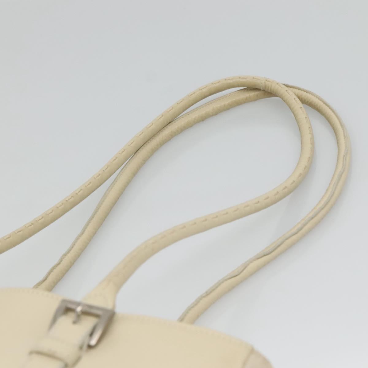 PRADA Shoulder Bag Leather nylon White Silver Auth bs26360