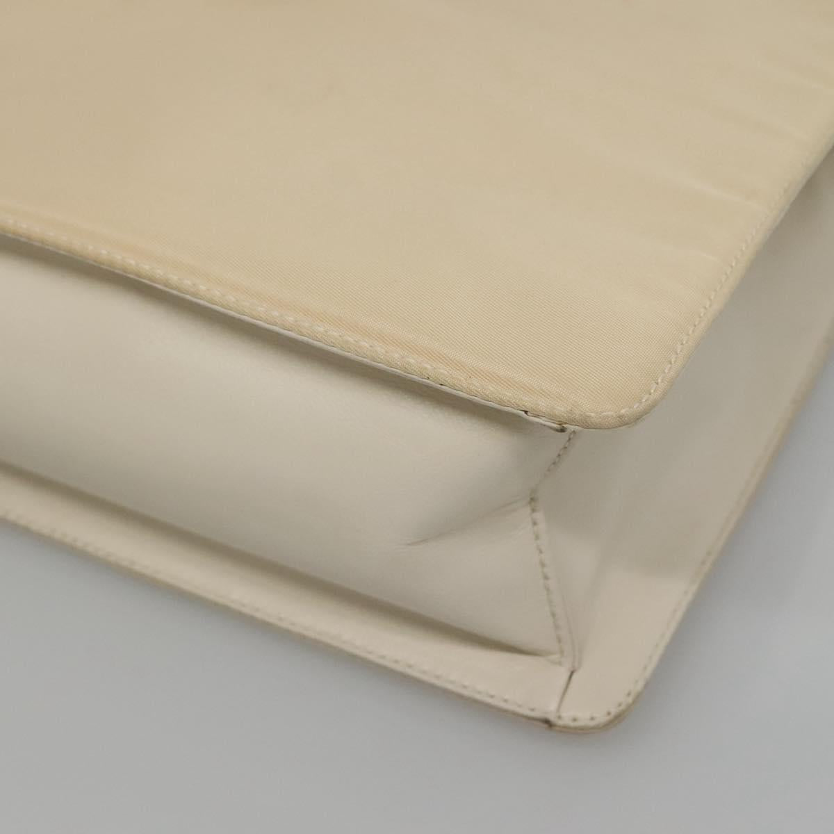 PRADA Shoulder Bag Nylon Leather White Silver Auth bs26362