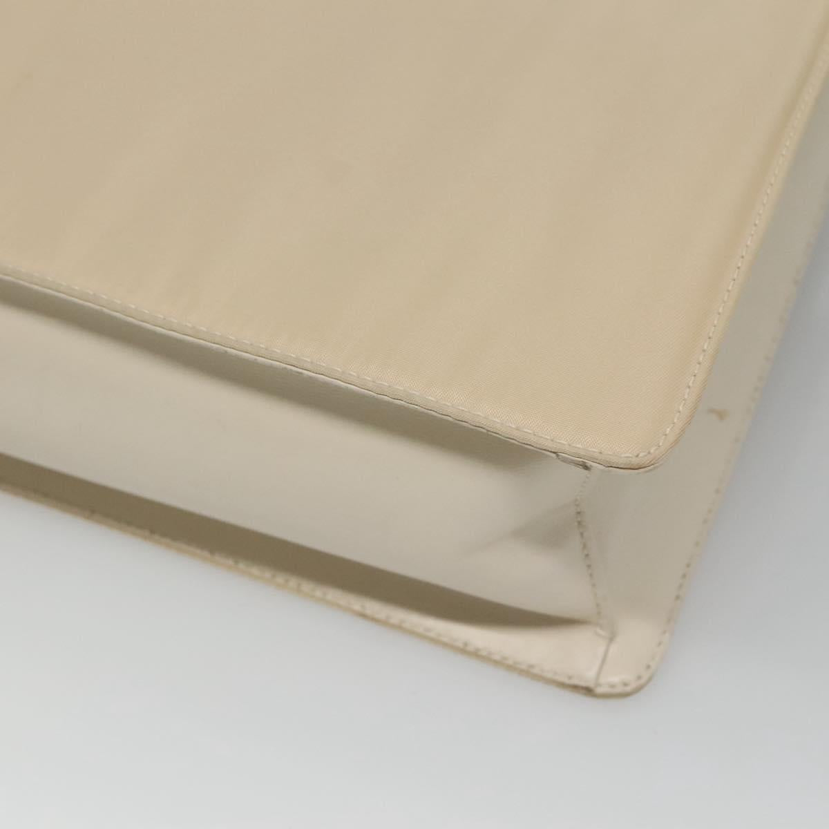 PRADA Shoulder Bag Nylon Leather White Silver Auth bs26362