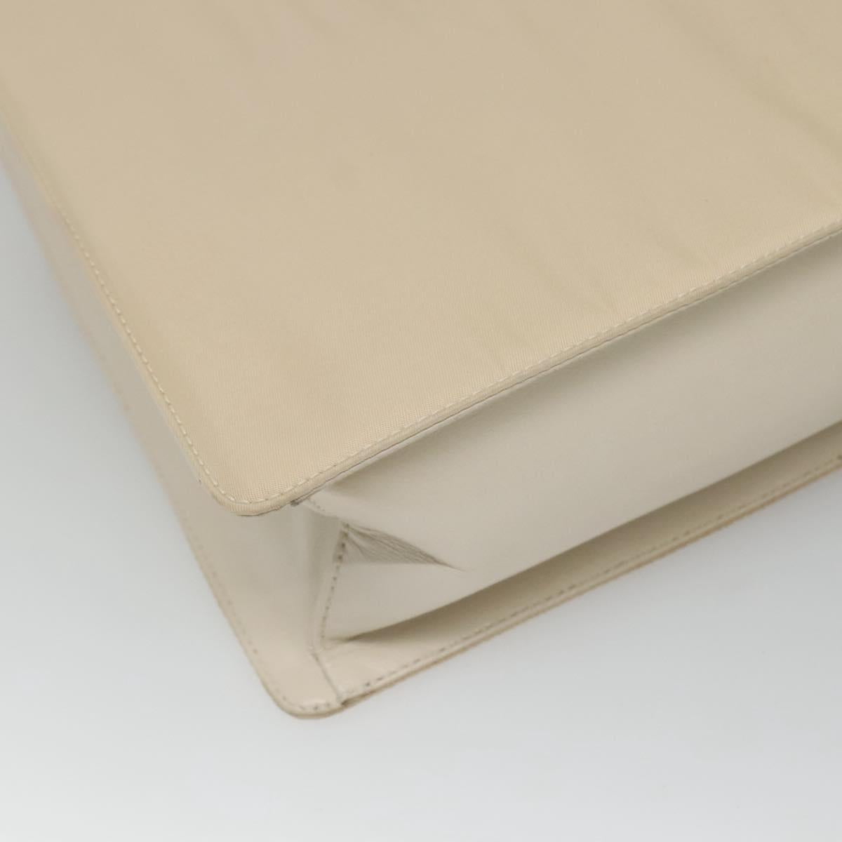 PRADA Shoulder Bag Nylon Leather White Silver Auth bs26362