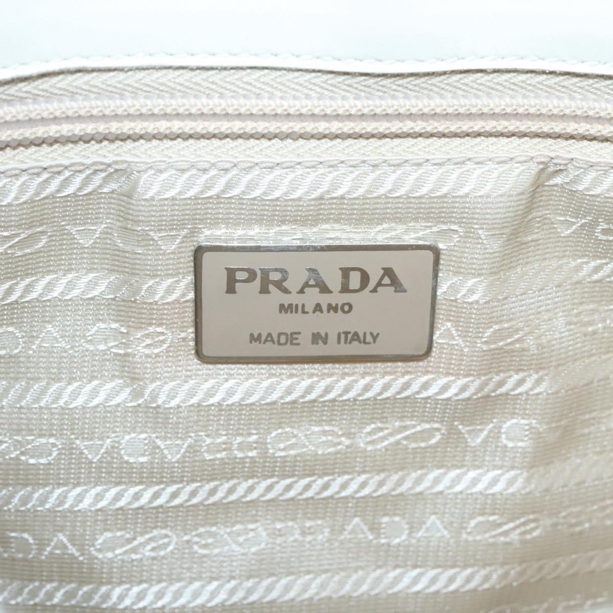 PRADA Shoulder Bag Nylon Leather White Silver Auth bs26362