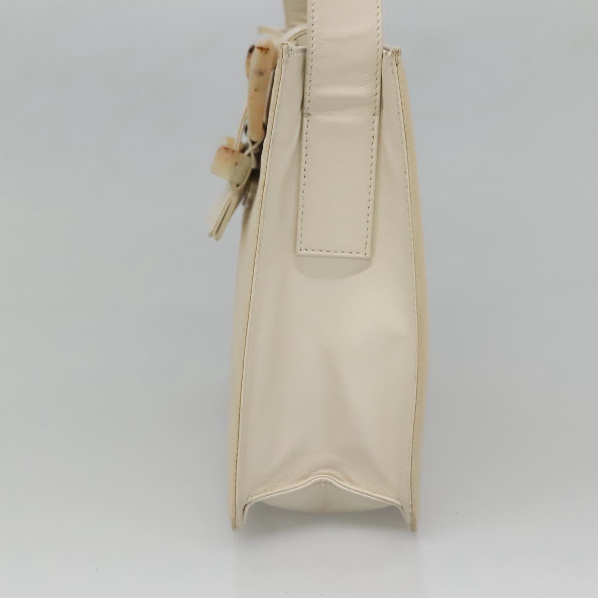 PRADA Shoulder Bag Nylon Leather White Silver Auth bs26362