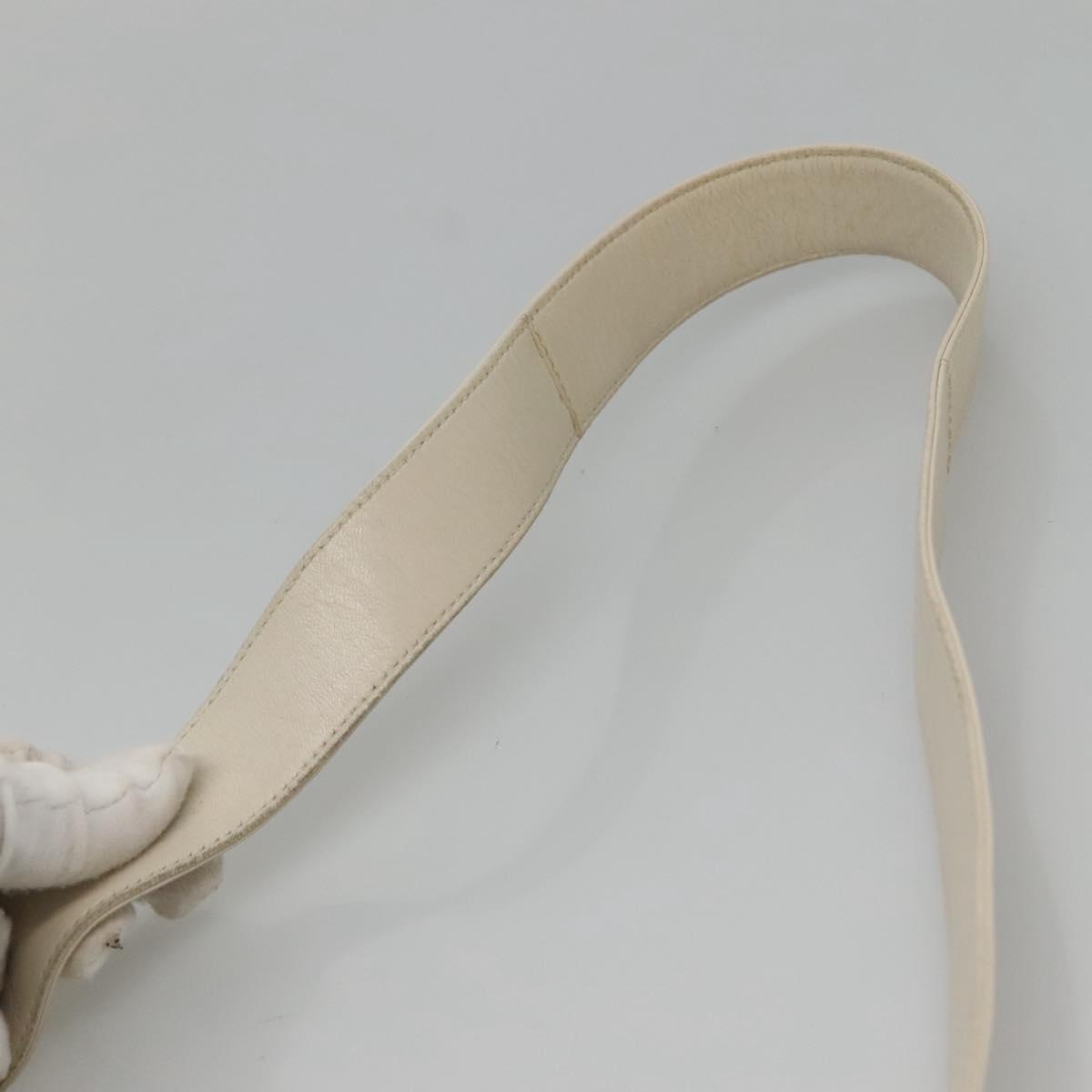 PRADA Shoulder Bag Nylon Leather White Silver Auth bs26362