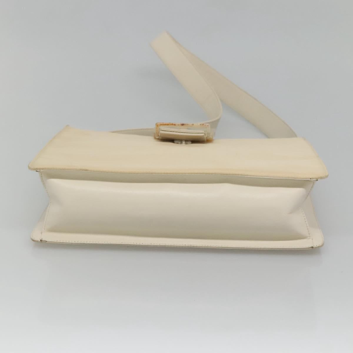 PRADA Shoulder Bag Nylon Leather White Silver Auth bs26362