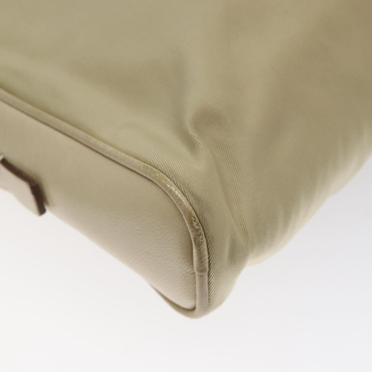 PRADA Hand Bag Nylon Leather Beige Gold Auth bs26363