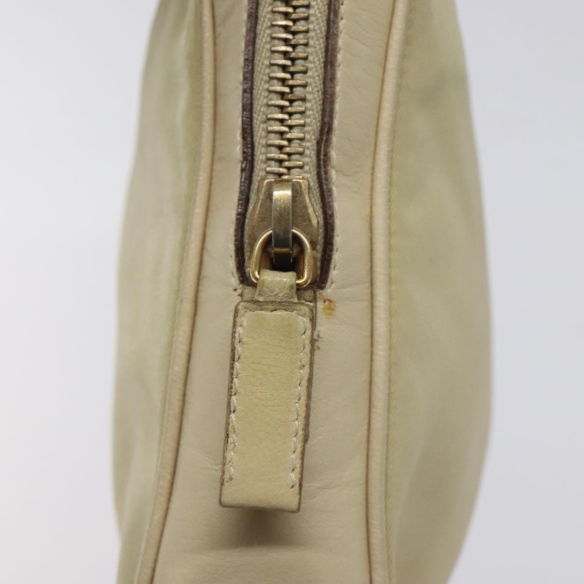 PRADA Hand Bag Nylon Leather Beige Gold Auth bs26363