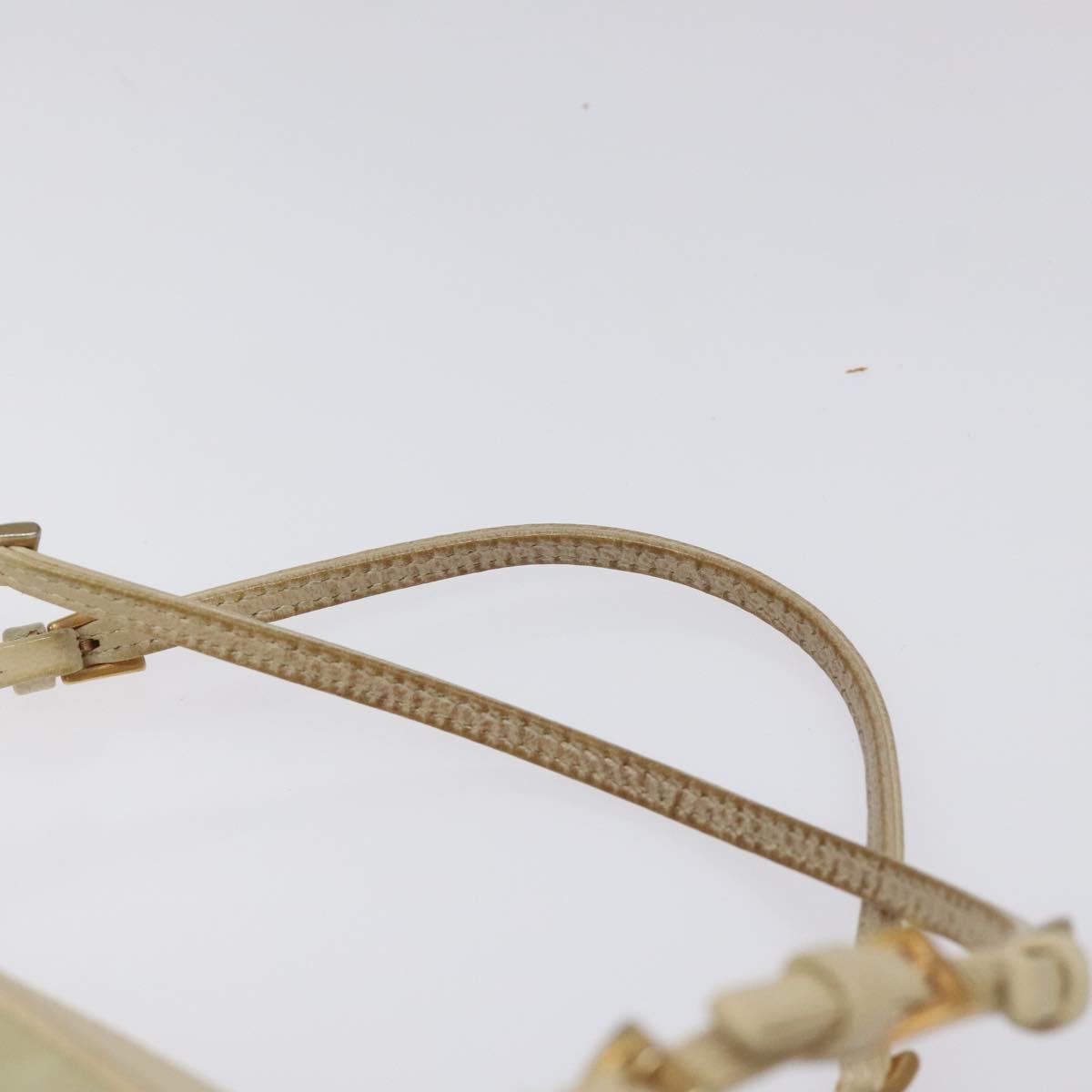 PRADA Hand Bag Nylon Leather Beige Gold Auth bs26363