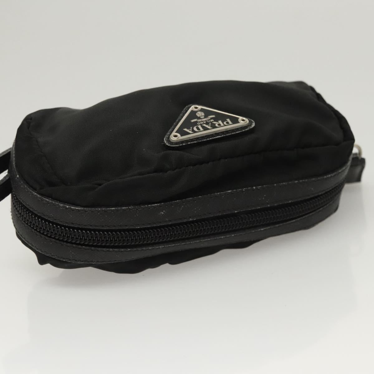 PRADA Pouch Nylon 2Set Black Pink Auth bs26370