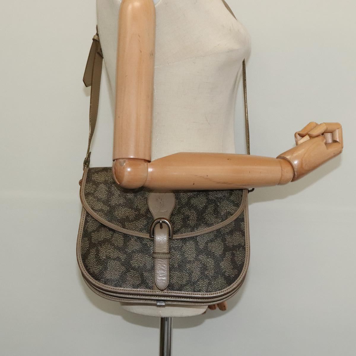 SAINT LAURENT Shoulder Bag PVC Leather Beige Auth bs26374