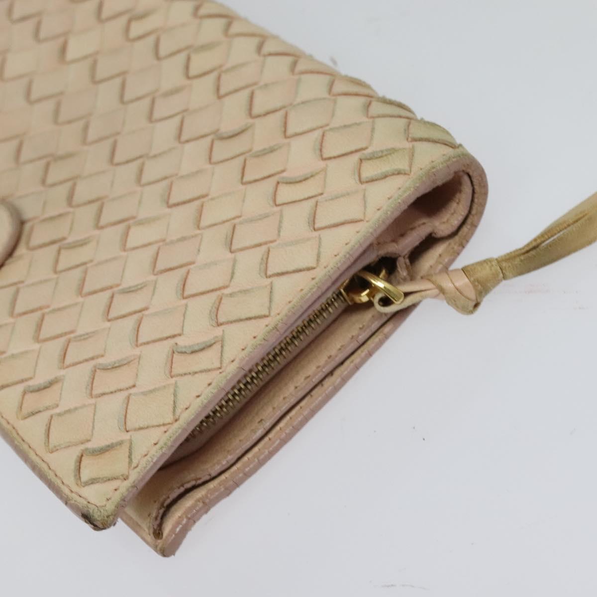 BOTTEGA VENETA INTRECCIATO Wallet Leather 2Set Beige Brown Auth bs26378