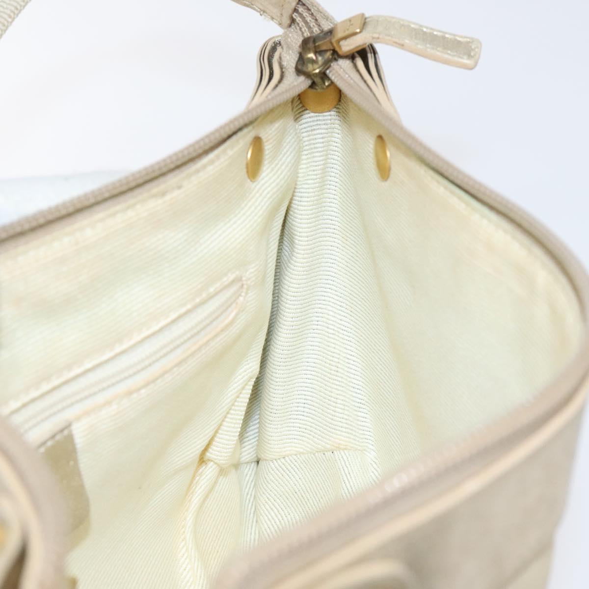 Salvatore Ferragamo Gancini Shoulder Bag Canvas Beige Gold Auth bs26398