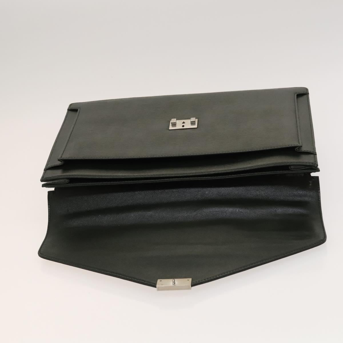 BURBERRY Business Bag Leather Green Auth bs26402