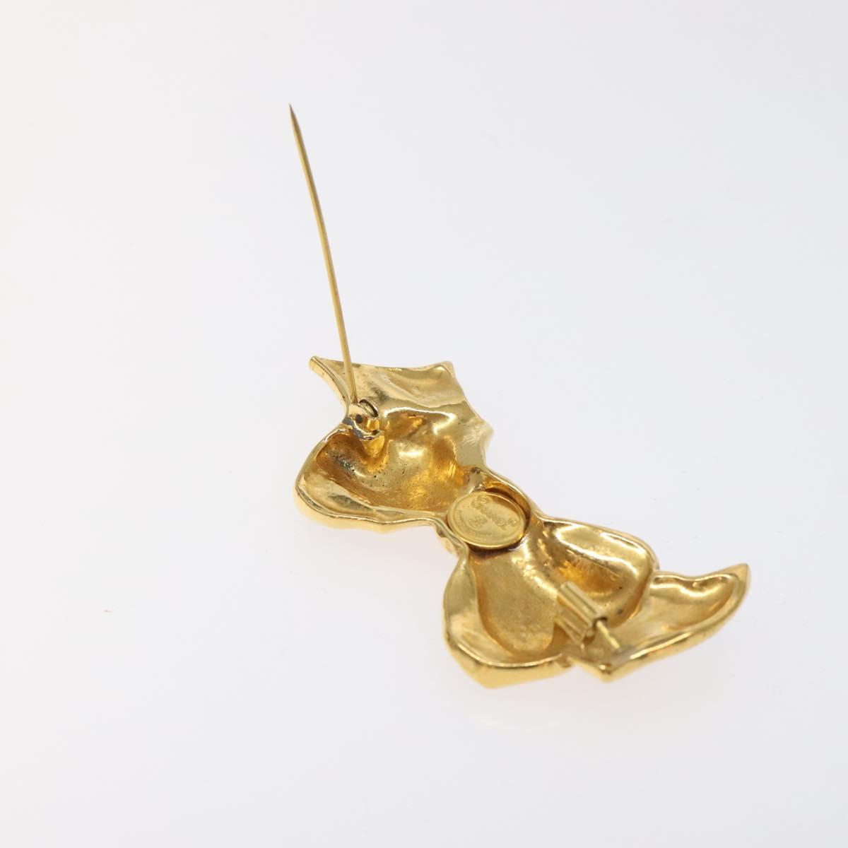 CHANEL Brooch metal Gold Tone CC Auth bs26410