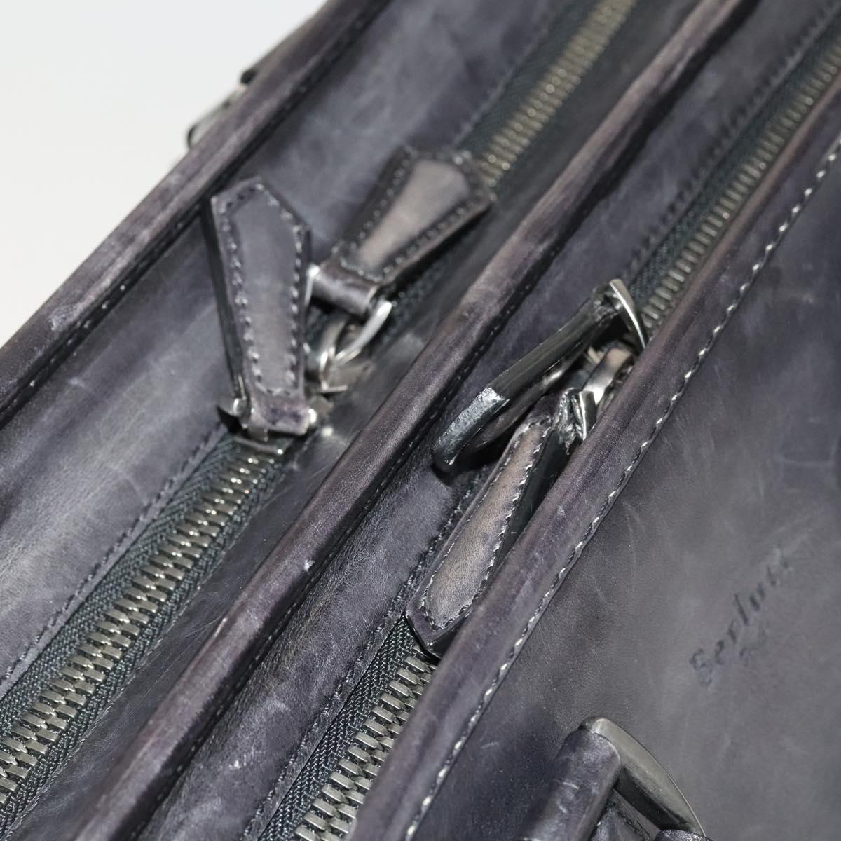Berluti Business Bag Leather Black Silver Auth bs26412