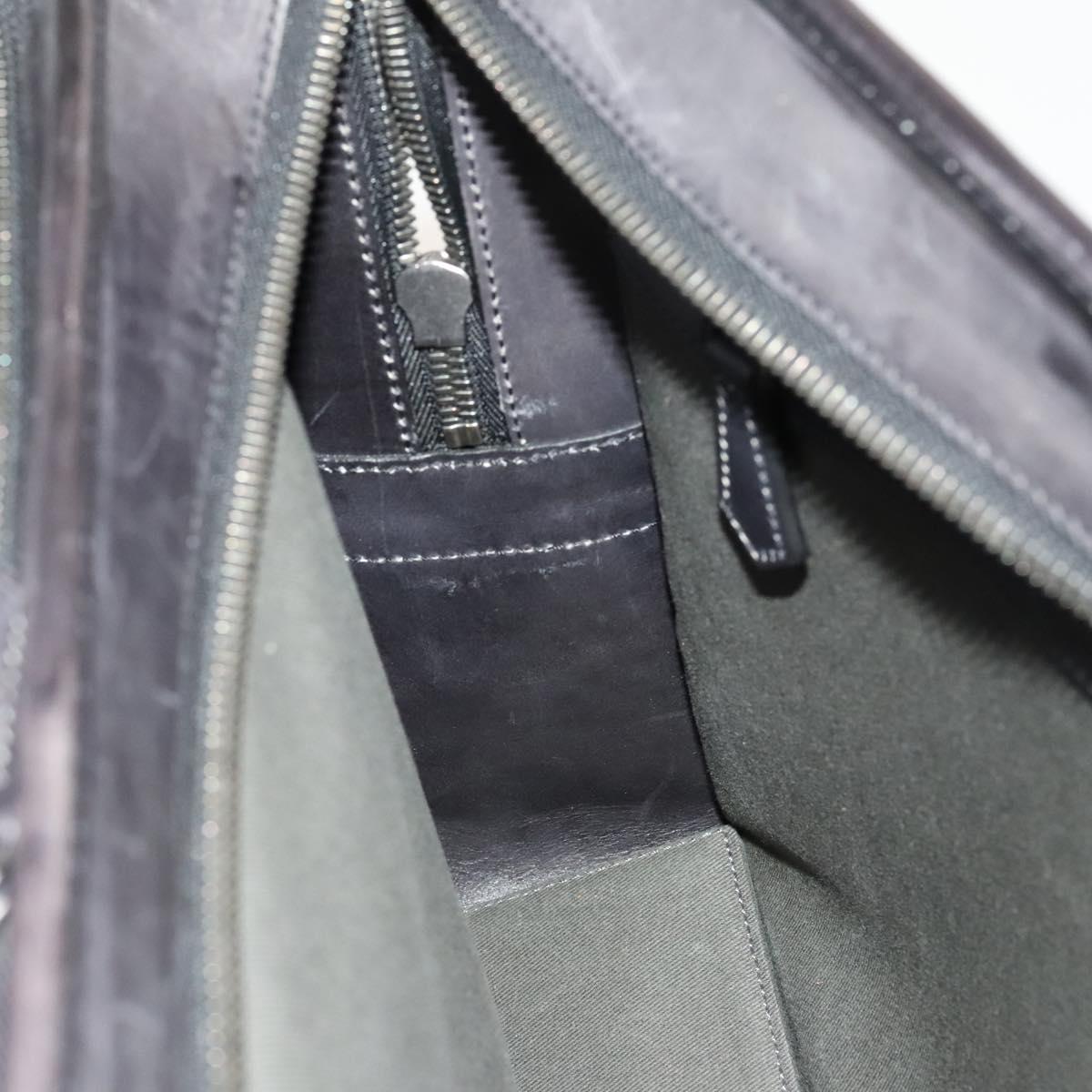 Berluti Business Bag Leather Black Silver Auth bs26412
