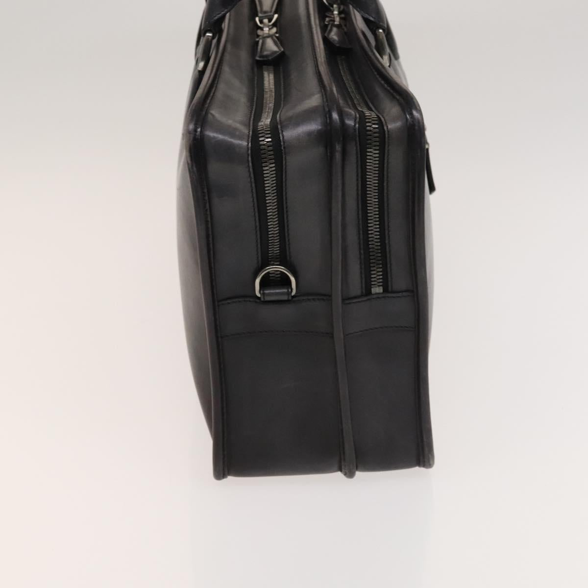 Berluti Business Bag Leather Black Silver Auth bs26412
