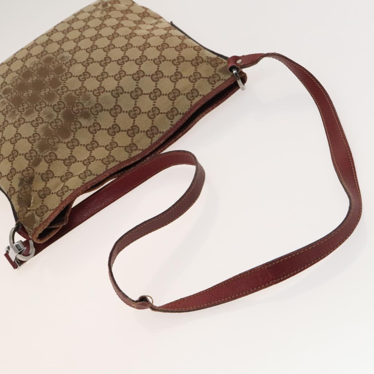 GUCCI GG Canvas GG Supreme Shoulder Bag PVC Canvas 2Set Beige Black Auth bs26435