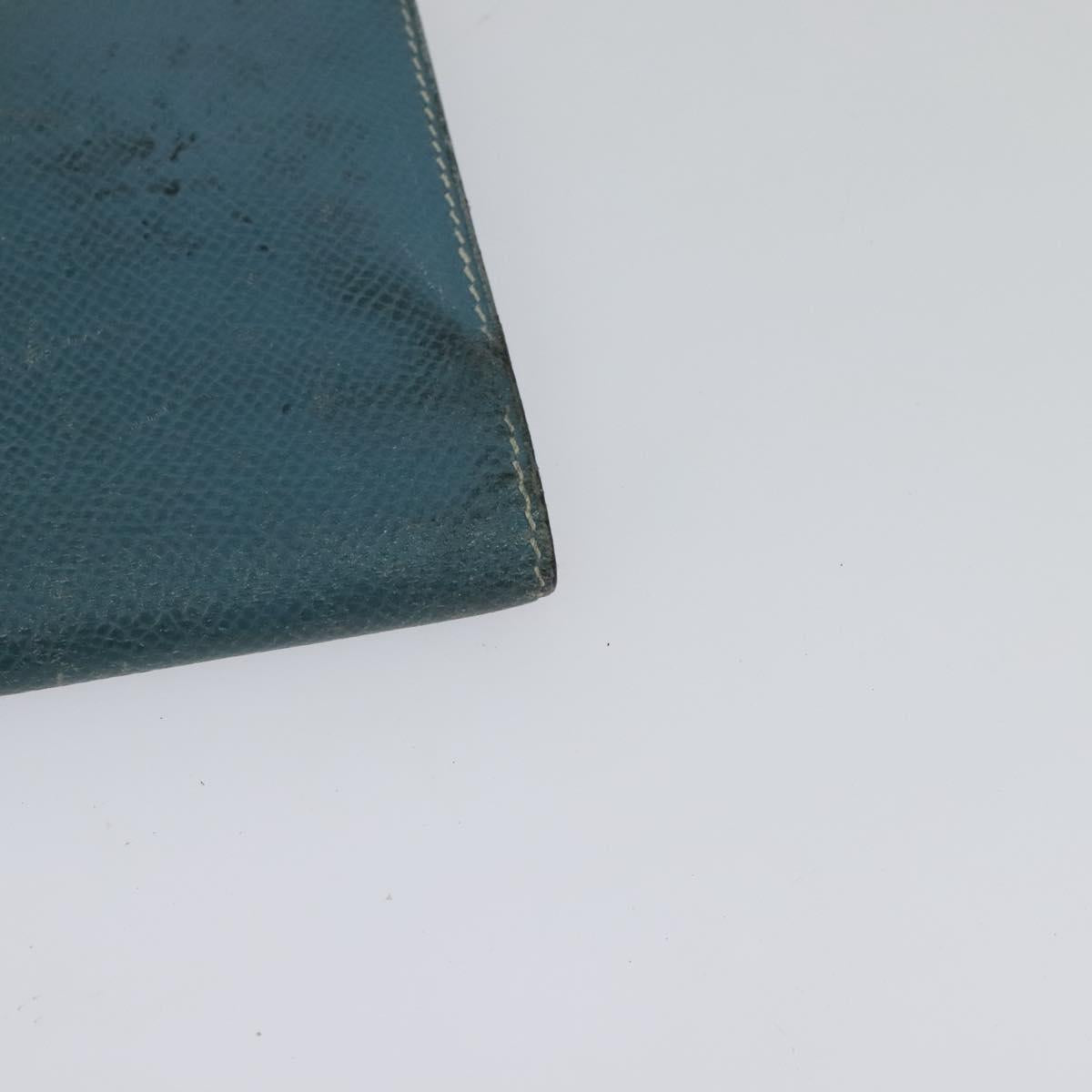 HERMES Bean Long Wallet Leather Blue Auth bs26436