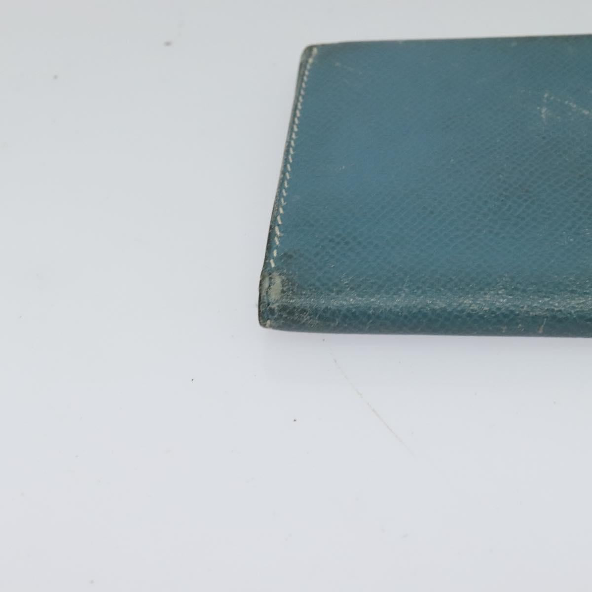 HERMES Bean Long Wallet Leather Blue Auth bs26436